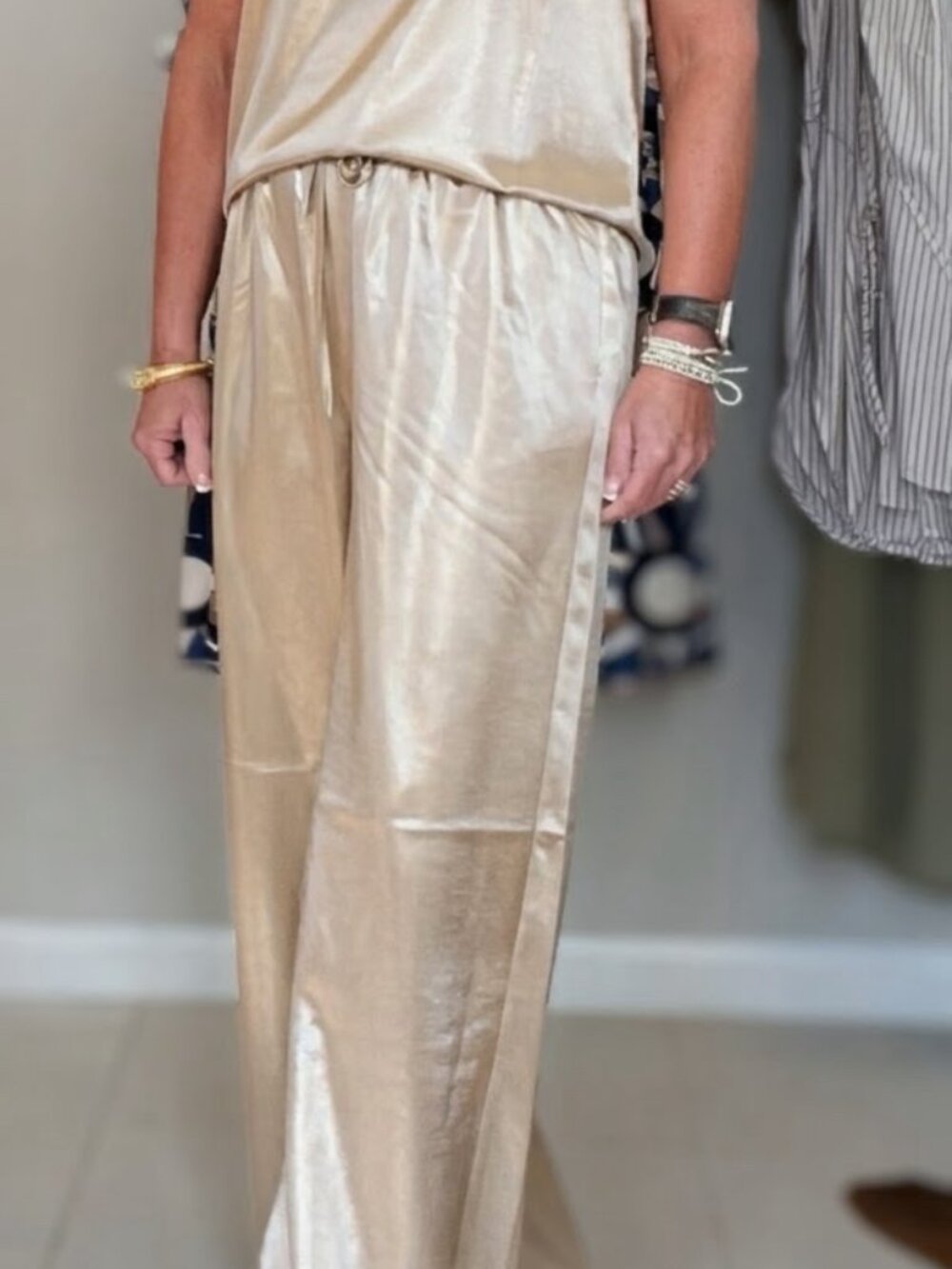 Molly Bracken Ladies Gold Woven Pants